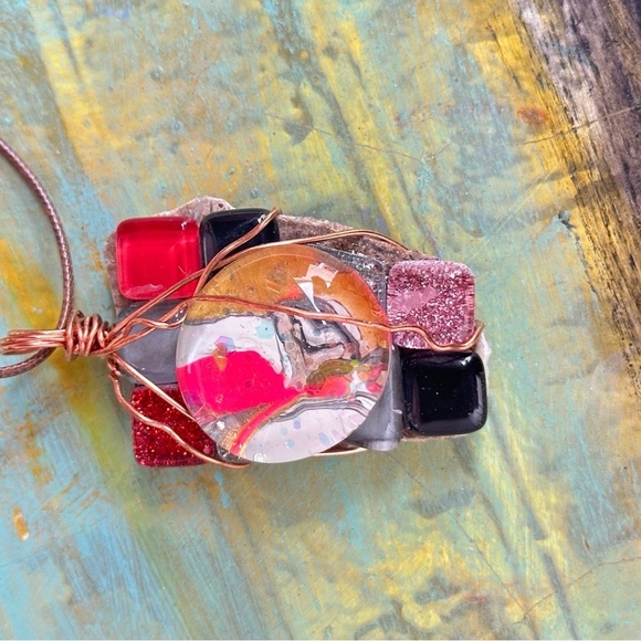 Colorful Wire-Wrapped Pendant - Picture 7 of 12